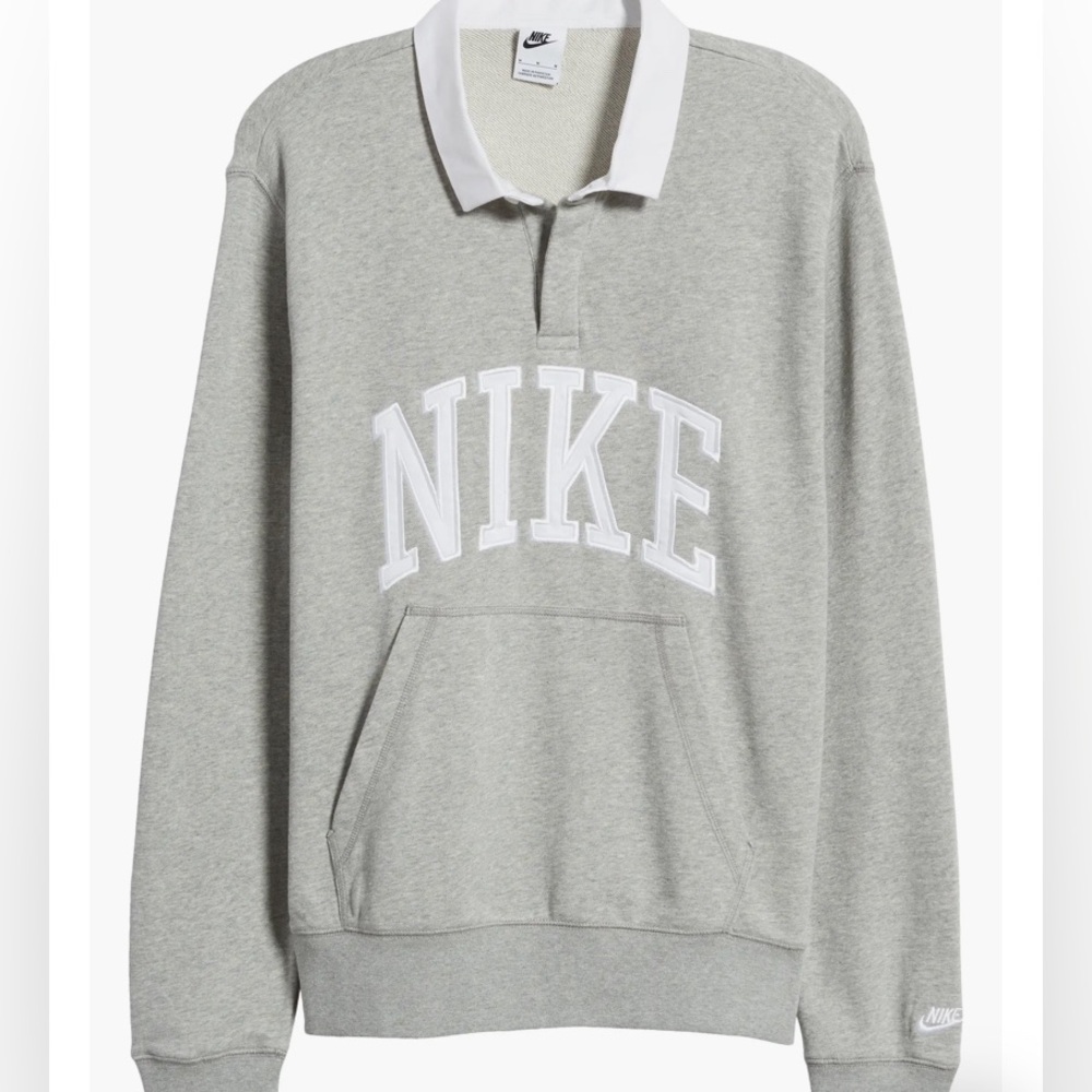 NIKE Club Rugby Logo Graphic Sweatshirt gray Men’s sz NEW! - Picture 9 of 9
